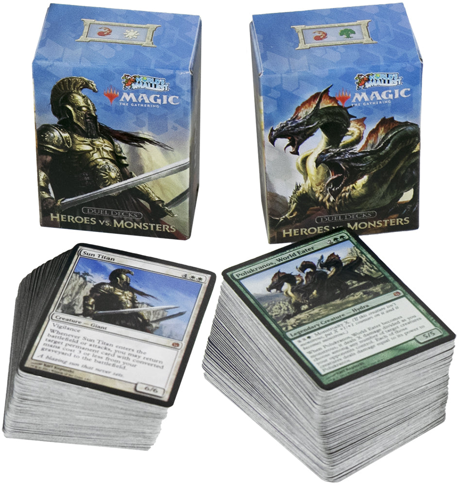World’s Smallest Magic The Gathering Heroes vs. Monsters Duel Decks Series 3 two stacks