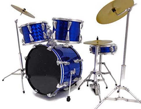 Classic 5-Piece Axe Heaven Drum Set Mini Replica Collectible - Blue Sparkle play some music