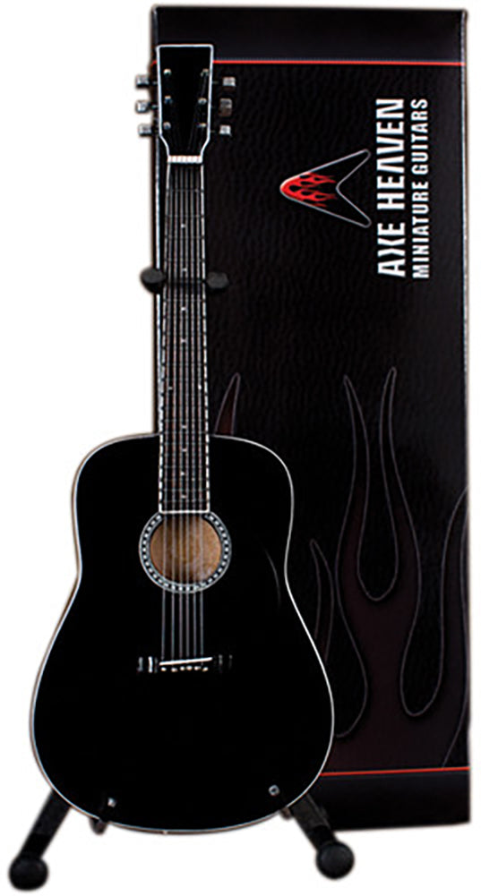 Classic Black Finish Miniature Acoustic Guitar Replica Collectible - Officially Licensed (AC-003) on the stand