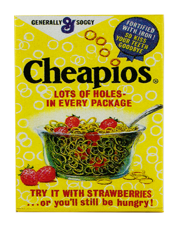 Wacky Packages Minis - Cheapios (plus 4 Mystery) - Series 2 close up