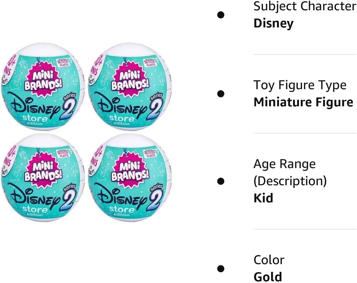 5 Surprise Mini Brands Disney Capsule Collectibles 4 Capsules - Series 2