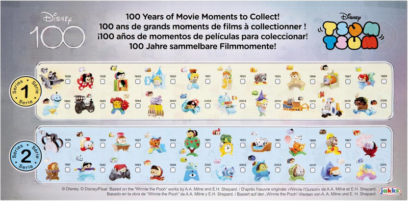 Disney Tsum Tsum Collectible Figurine Toys Disney 100th Celebration Surprise Mystery Bag For Girls & Boys, Series