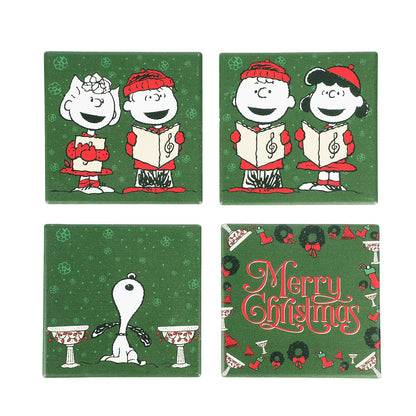 Peanuts Christmas Carolers 4-Pack Ceramic Coaster Set