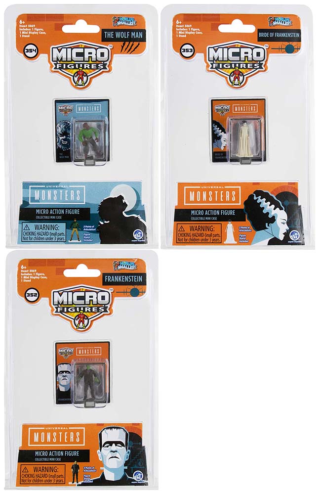 World’s Smallest Universal Monsters Micro Figures bundle of 3