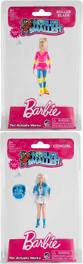 World's Smallest Barbie - Cowgirl & Rollerblade (Bundle of 2 - Rooted Hair)