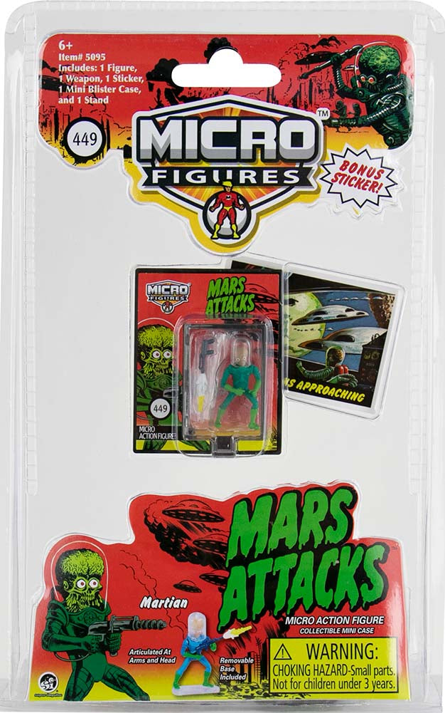 World’s Smallest Mars Attacks Micro Figures- (Complete set of 2) martian in package