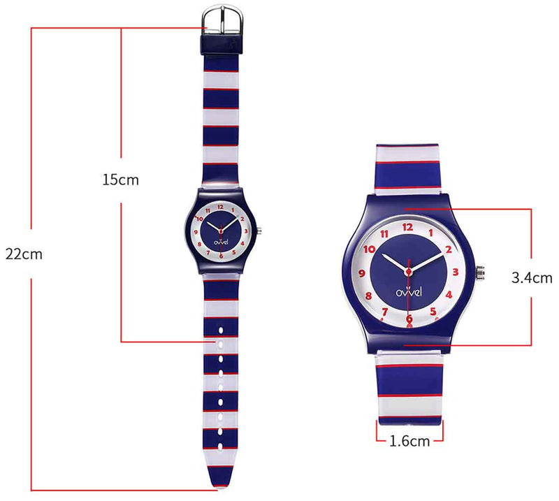 Watches for kids - Navy & Red Stripe dimensions