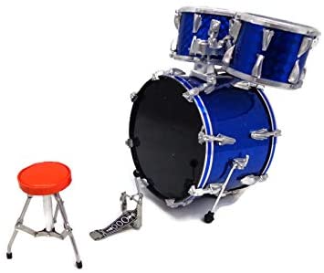 Classic 5-Piece Axe Heaven Drum Set Mini Replica Collectible - Blue Sparkle boom
