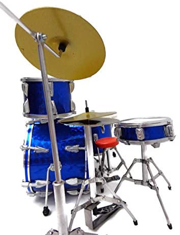 Classic 5-Piece Axe Heaven Drum Set Mini Replica Collectible - Blue Sparkle lets rock