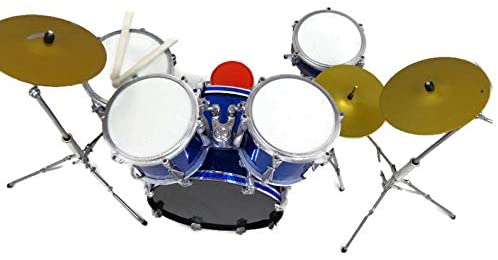 Classic 5-Piece Axe Heaven Drum Set Mini Replica Collectible - Blue Sparkle top view
