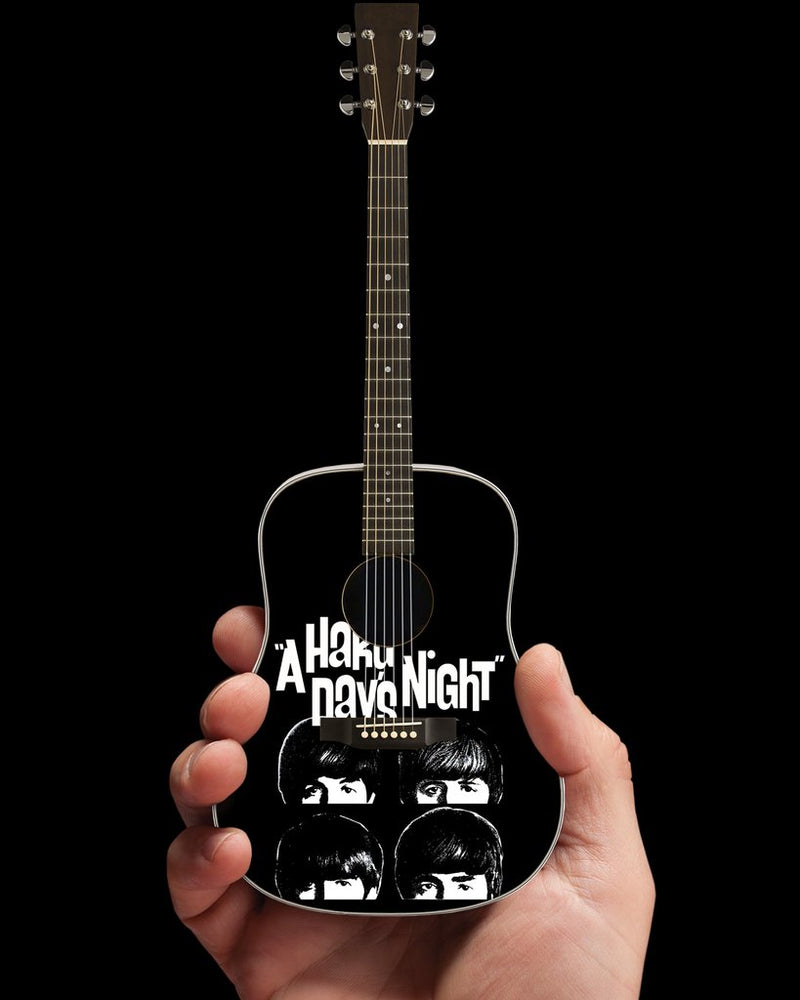 Beatles Fab Four - Miniature AXE A Hard Day's Night Tribute Mini Acoustic - Radio Days Guitar Replica - Officially Licensed Collectible (FF-002) in palm