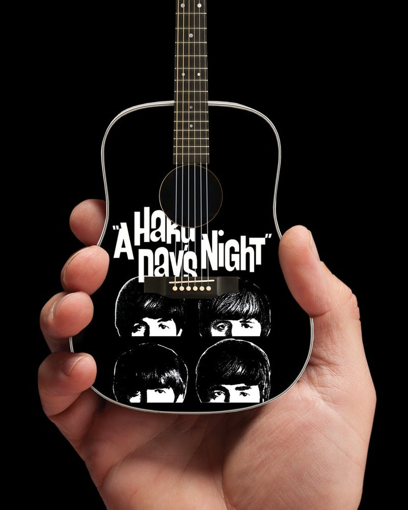 Beatles Fab Four - Miniature AXE A Hard Day's Night Tribute Mini Acoustic - Radio Days Guitar Replica - Officially Licensed Collectible (FF-002) in hand