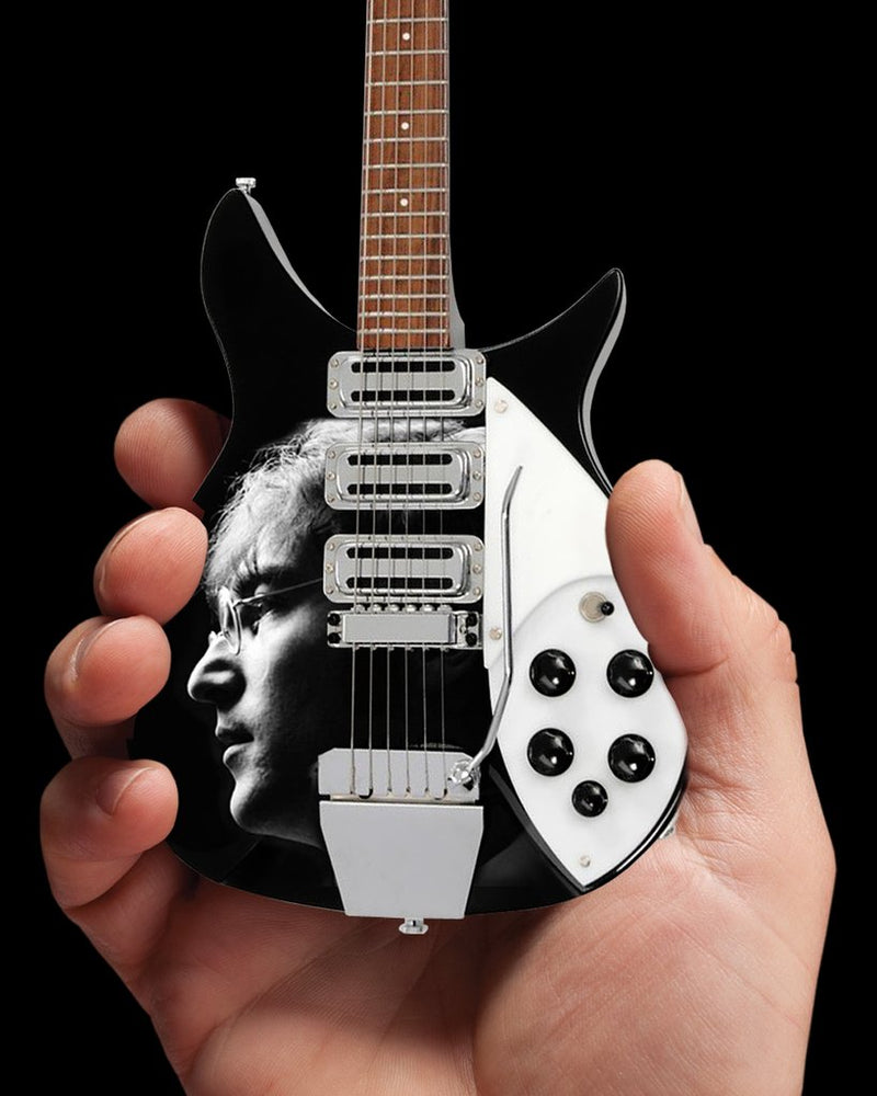 Beatles Fab Four - John Lennon Tribute - Radio Days - AXE Miniature Guitar Replica - Officially Licensed Collectible (FF-004) in hand