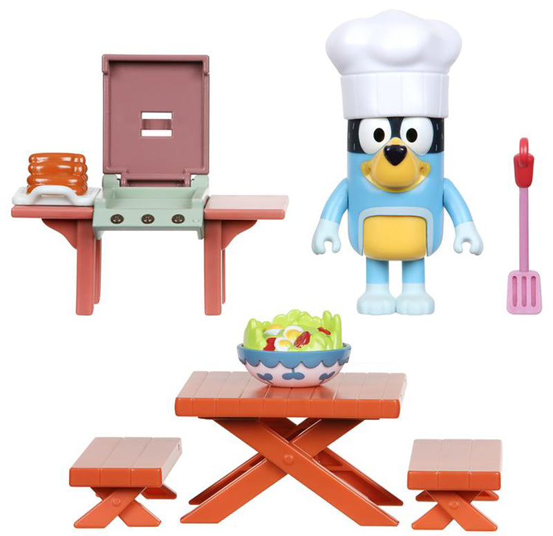 Bluey Family Backyard BBQ Mini Playset having fun