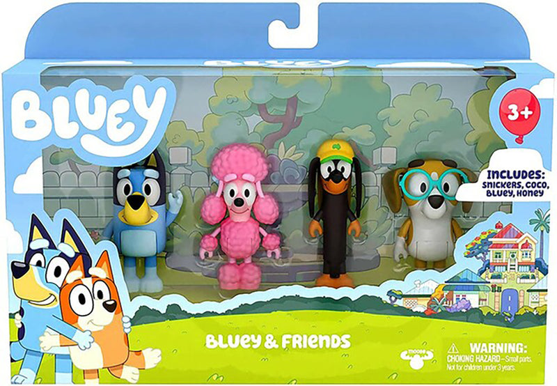 Bluey & Friends Mini Figure 4-Pack - Bluey, Snickers, Coco & Honey