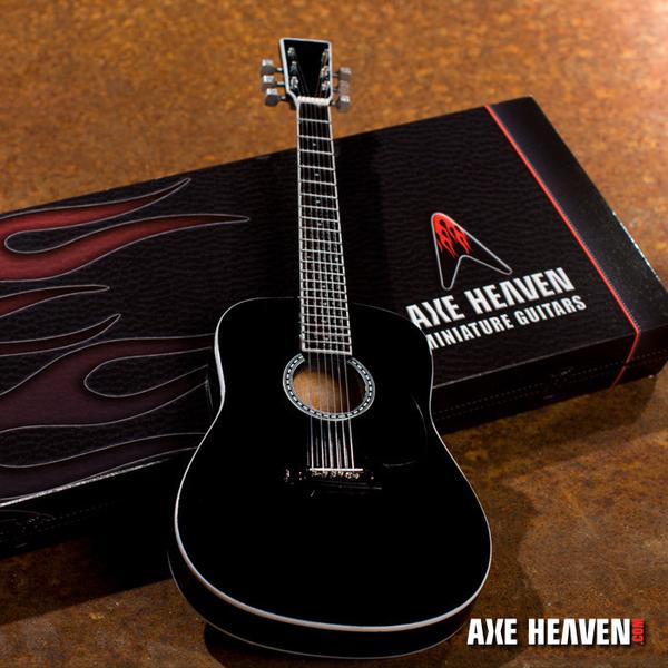 Classic Black Finish Miniature Acoustic Guitar Replica Collectible - Officially Licensed (AC-003) left angle
