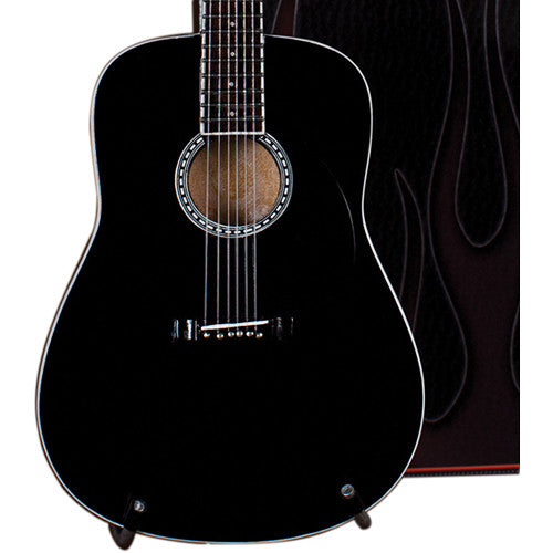 Classic Black Finish Miniature Acoustic Guitar Replica Collectible - Officially Licensed (AC-003) near box