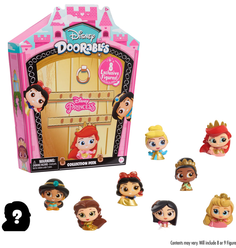 Disney Doorables Glitter and Gold Princess Collection Peek (8 pieces per box) look inside