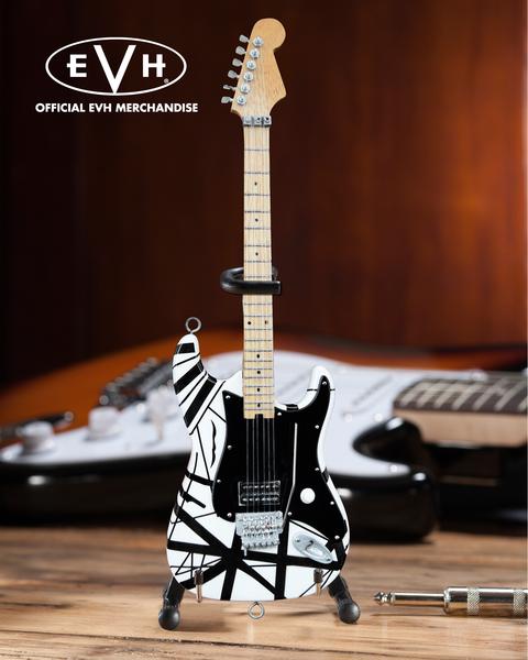 Eddie Van Halen Miniature "Black & White" Guitar - Officially Licensed Collectible (EVH-003) on desk