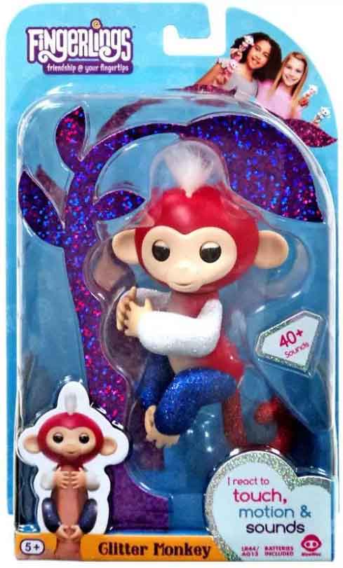 Exclusive Wow wee Fingerlings Liberty - glitter monkey - red white and blue