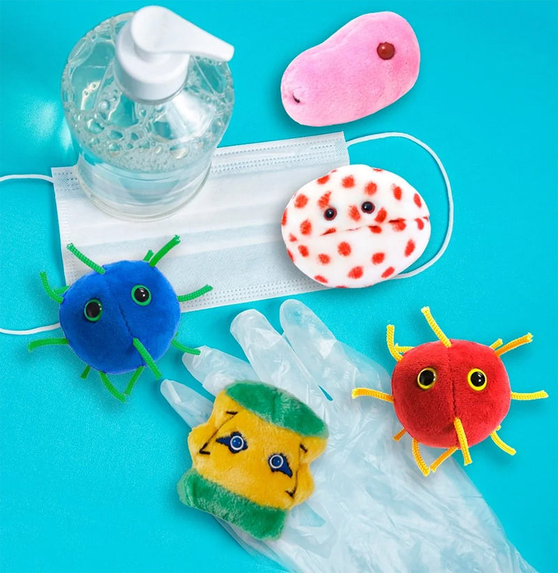 GIANTmicrobes Plush - Plagues Of The 21st Century on the desk