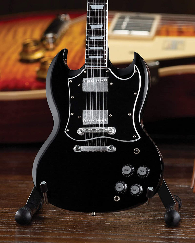 Gibson SG Standard Ebony 1:4 Scale Miniature AXE Guitar Replica - Officially Licensed Collectible (GG-221) on desk