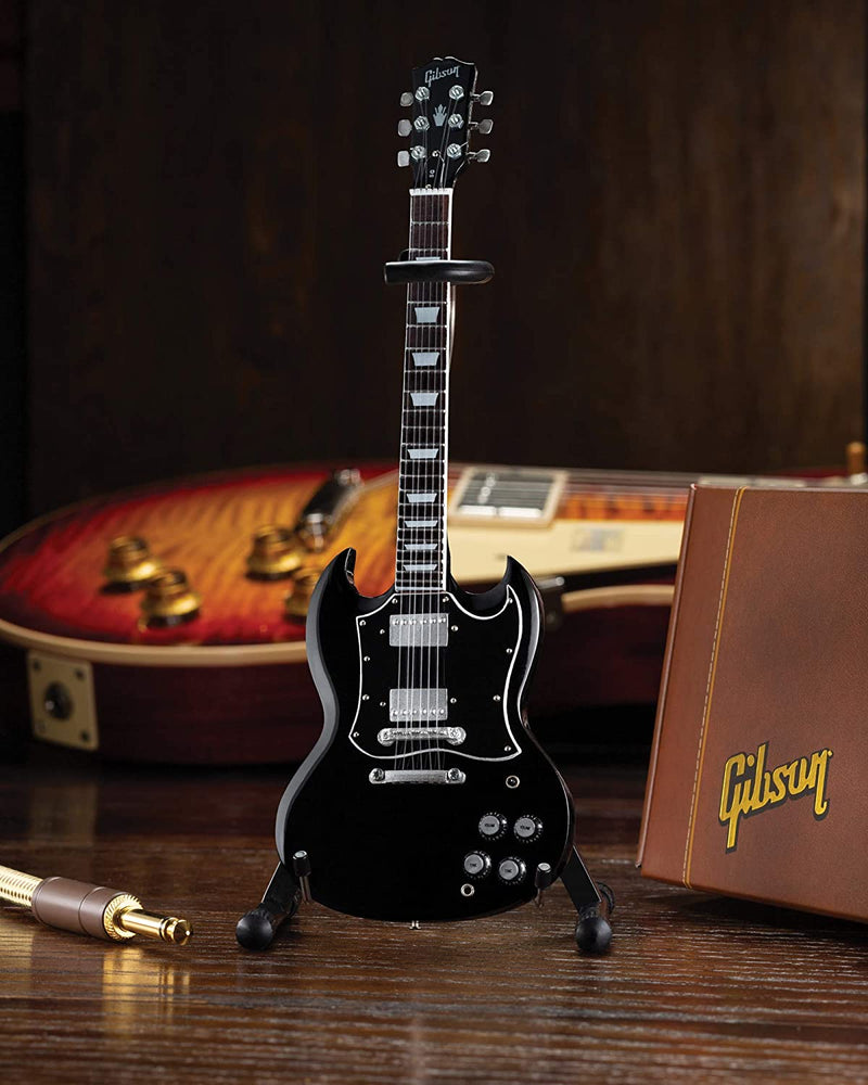 Gibson Les Paul Traditional Tobacco Burst 1:4 Scale Miniature AXE Guitar Replica - Officially Licensed Collectible (GG-122) on desk