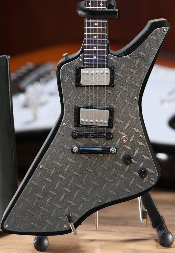 James Hetfield “Diamond Plate” Miniature Guitar Replica Collectible (JH-255) on desk