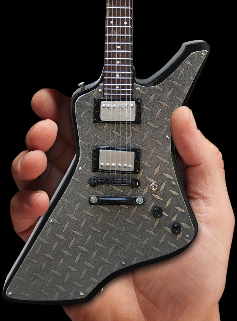James Hetfield “Diamond Plate” Miniature Guitar Replica Collectible (JH-255) in palm