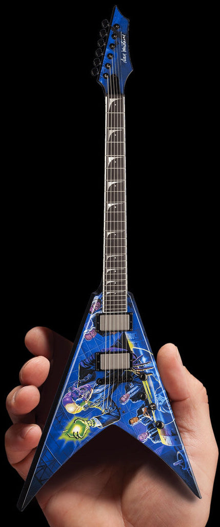 Licensed MEGADETH - Dave Mustaine Signature V Rust In Peace Mini Guitar (2M-M01-5006) in hand
