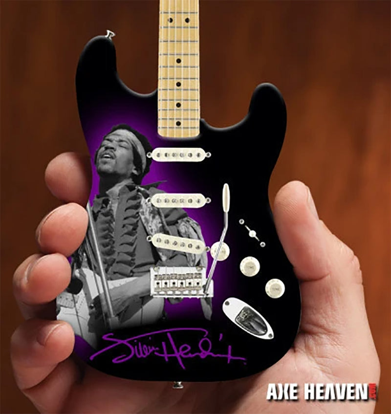 Jimi Hendrix Miniature Fender Stratocaster Guitar Photo Tribute Replica Collectible - Officially Licensed (JH-802) close up