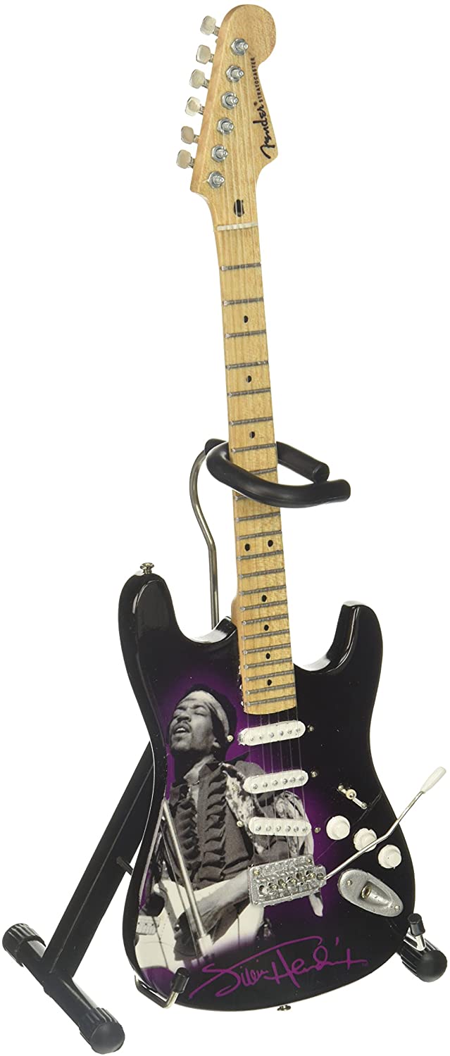 Jimi Hendrix Miniature Fender Stratocaster Guitar Photo Tribute Replica Collectible - Officially Licensed (JH-802)