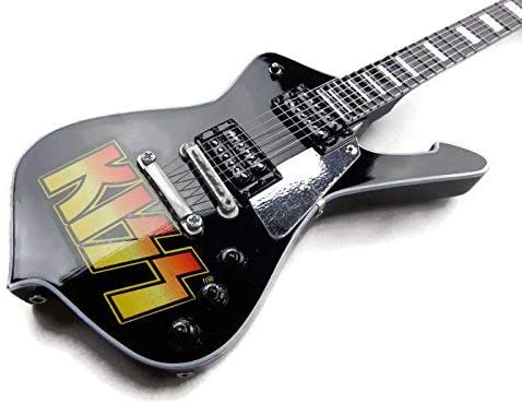 KISS Logo Paul Stanley Miniature Guitar Replica - Officially Licensed Collectible (2M-K01-5008) front angle