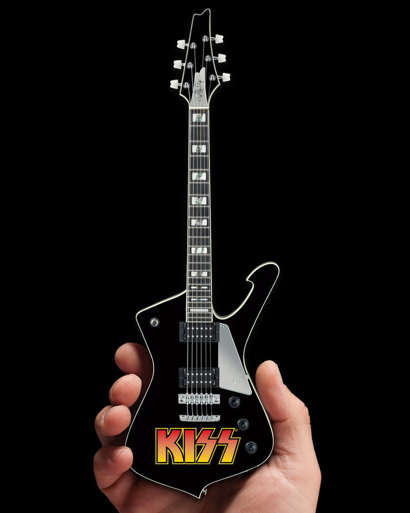 KISS Logo Paul Stanley Miniature Guitar Replica - Officially Licensed Collectible (2M-K01-5008) in palm