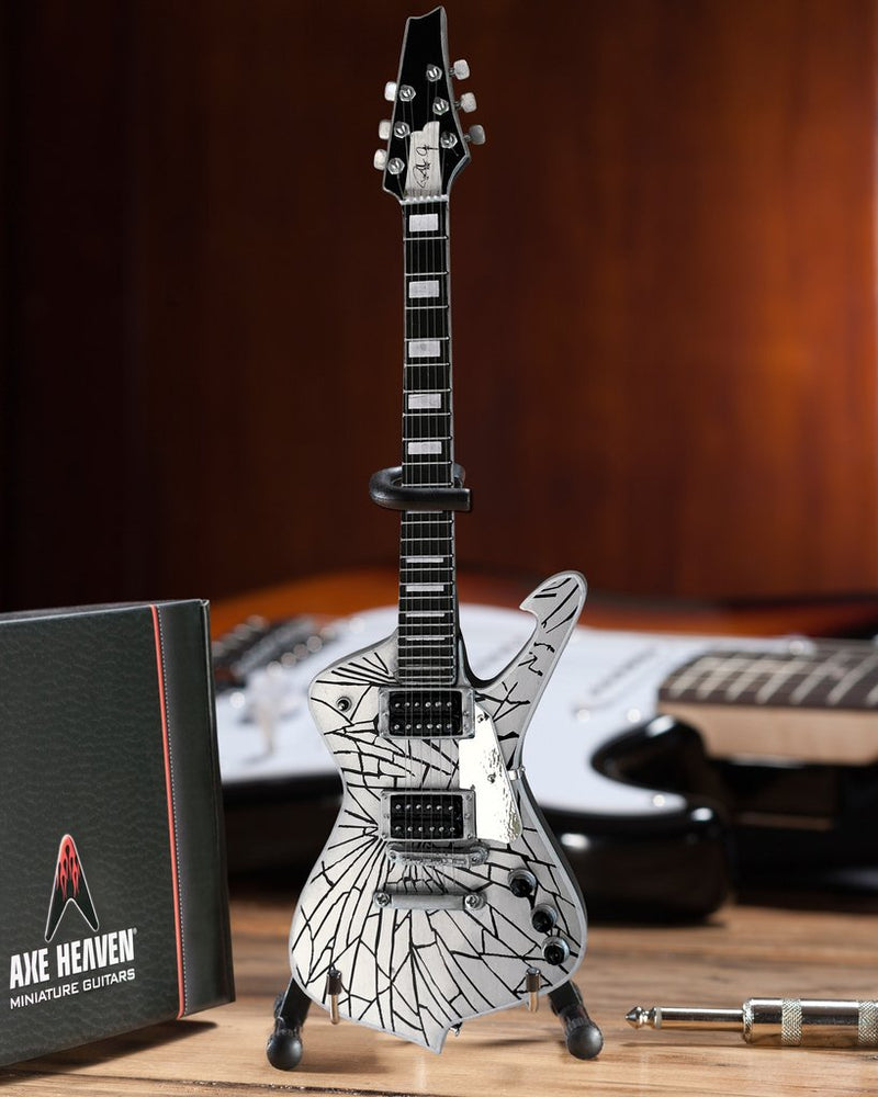 KISS Paul Stanley Miniature AXE Cracked Mirror Iceman Signature Guitar Replica - Officially Licensed Collectible (2M-K01-5007) scale