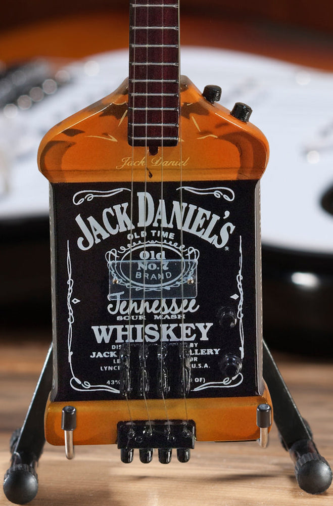 Officially Licensed Michael Anthony Jack Daniel’s Bass Mini Guitar Replica Collectible (MA-030) close up