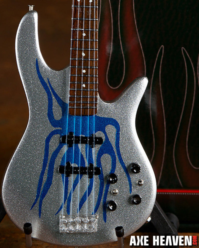 Robert Trujillo Metallica Blue Flame Miniature Bass Guitar Replica Collectible (RT-338) close up