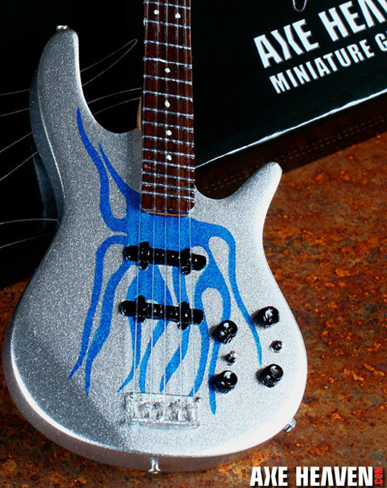 Robert Trujillo Metallica Blue Flame Miniature Bass Guitar Replica Collectible (RT-338) on box