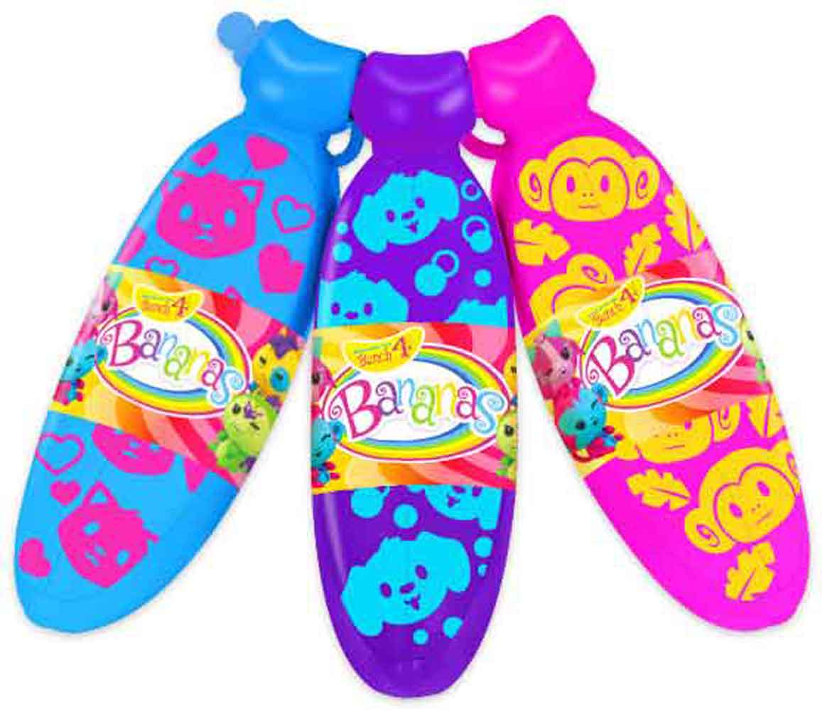 Bananas Mystery 3 Pack Series 4 blue, purple and pink