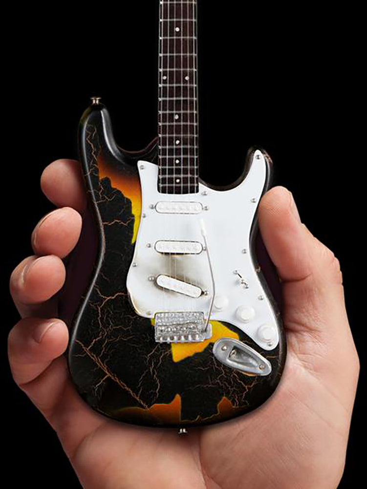 Jimi Hendrix Miniature Burnt Fender™ Strat™ Guitar Replica Collectible - Officially Licensed (FS-018) in hand