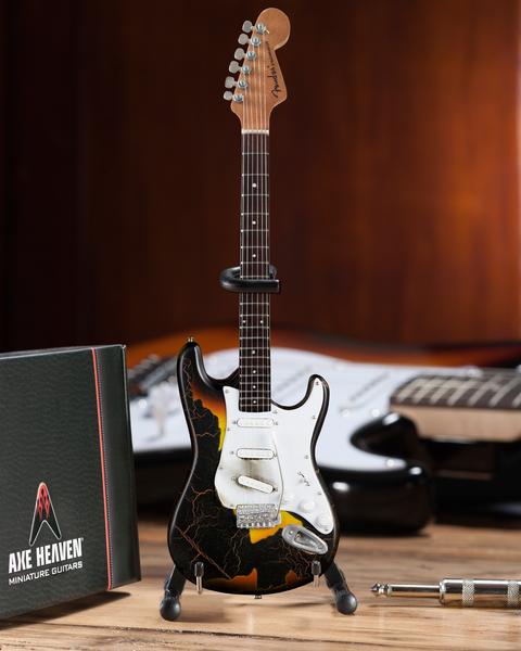 Jimi Hendrix Miniature Burnt Fender™ Strat™ Guitar Replica Collectible - Officially Licensed (FS-018) on display