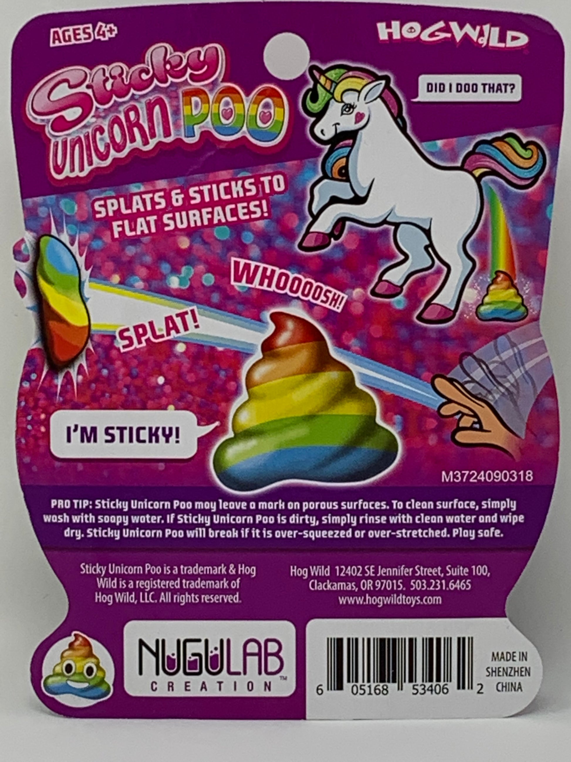 Sticky Unicorn Poo! Back