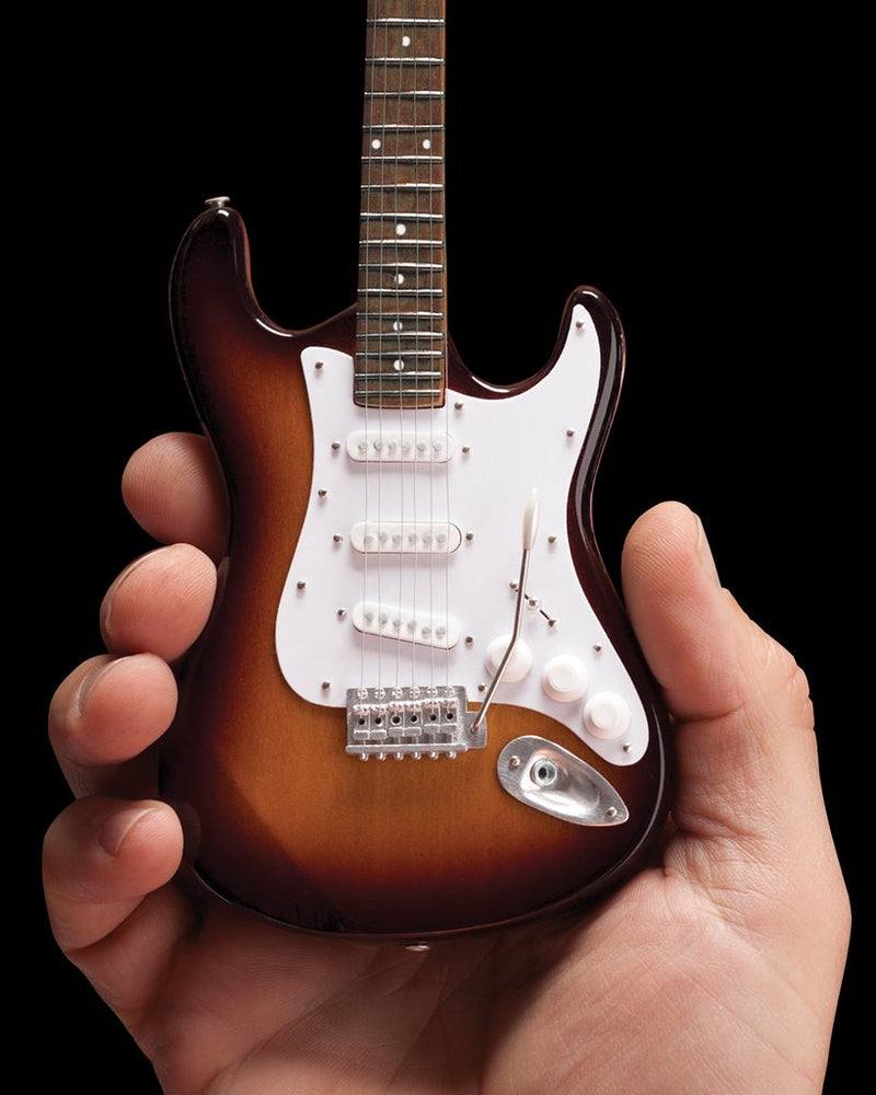 Sunburst Fender™ Strat™ - Classic Miniature AXE Guitar Replica - Officially Licensed Collectible (FS-001) in hand