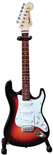Sunburst Fender™ Strat™ - Classic Miniature AXE Guitar Replica - Officially Licensed Collectible (FS-001) on display