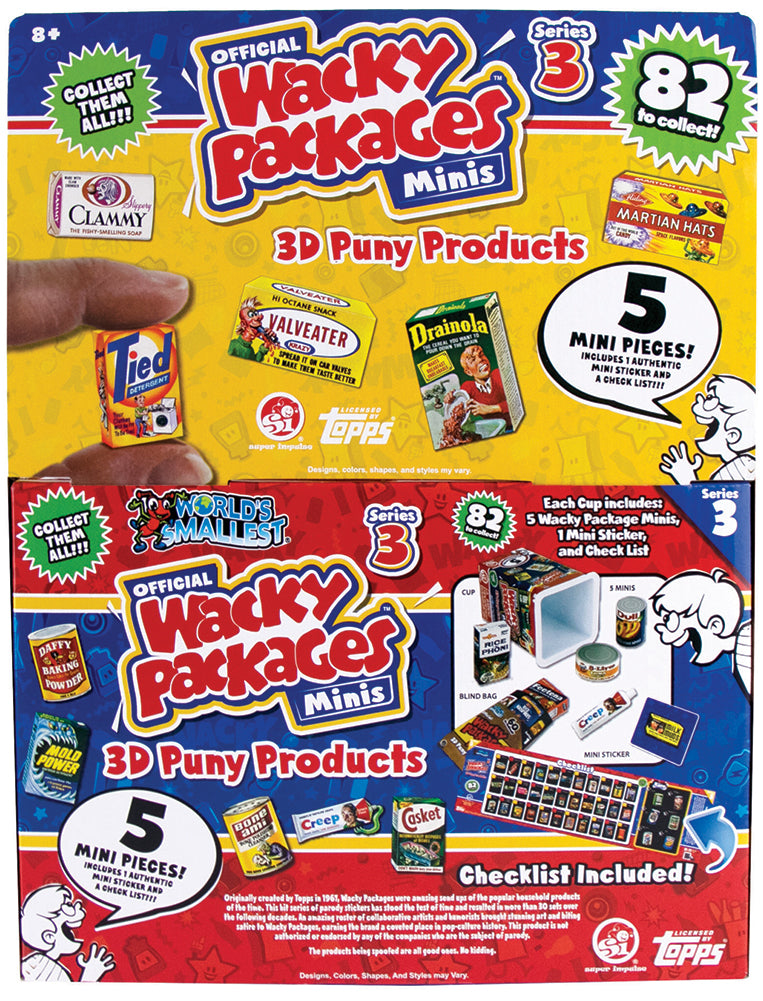 Wacky Packages Minis Series 3 Mystery (Sealed case of 24 Packs) display