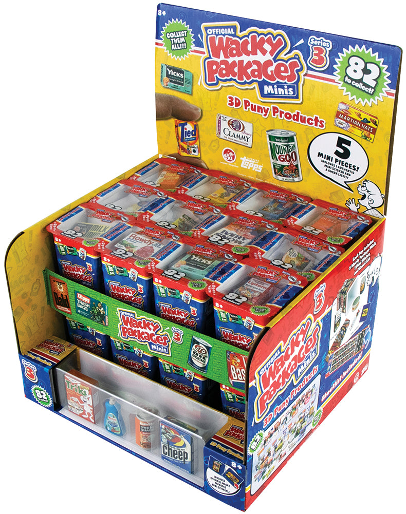 Wacky Packages Minis Series 3 Mystery (Sealed case of 24 Packs) left angle