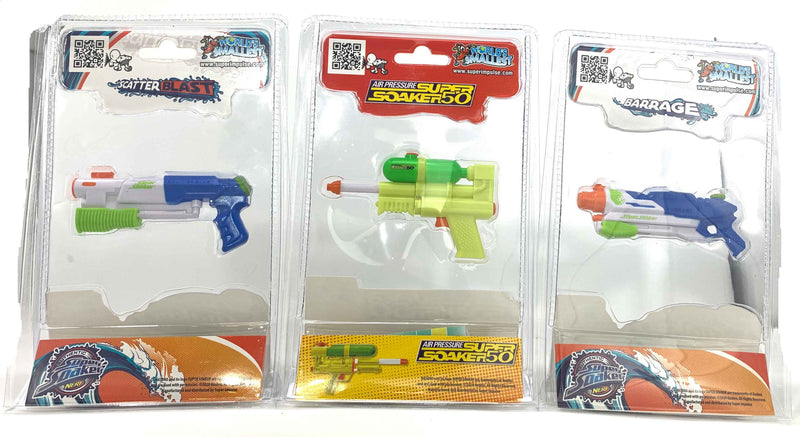 World's Smallest Super Soaker - Set of 3 - SS50, Barrage and Scatter Blast back of package
