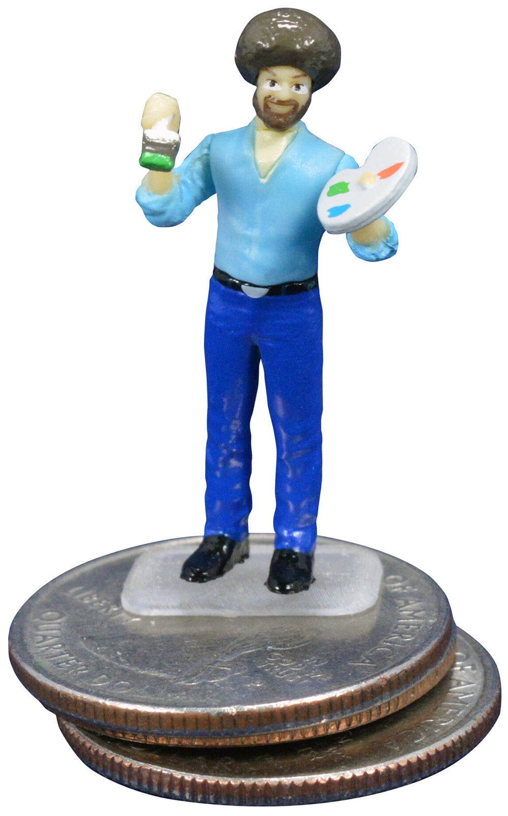 World’s Smallest Bob Ross Pop Culture Micro Figures on quarters