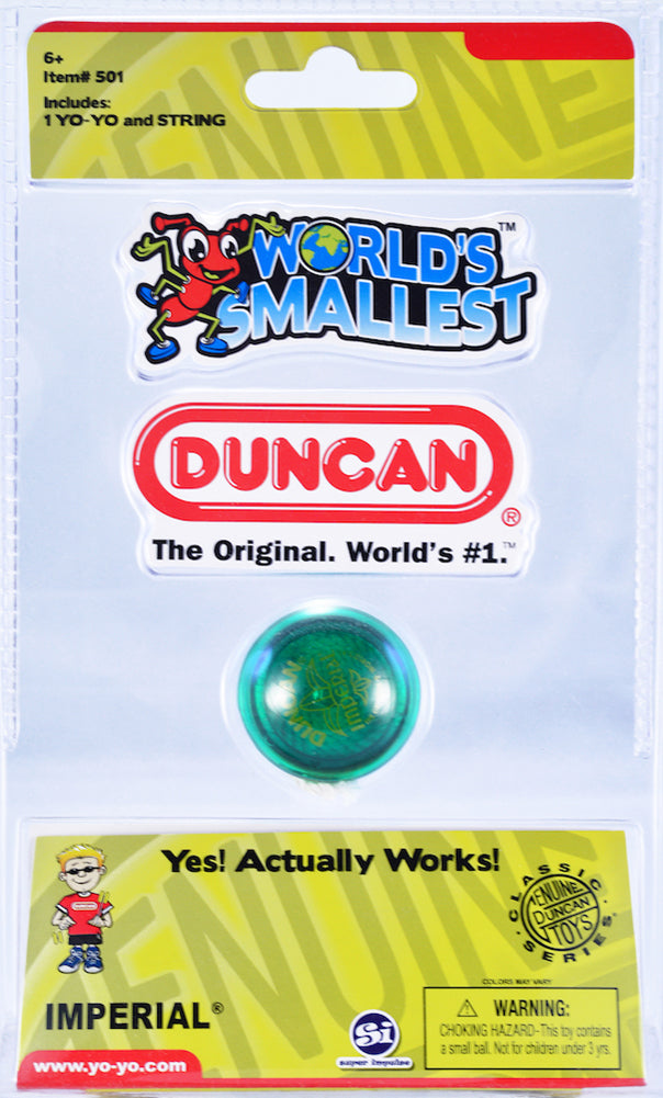 World's Smallest - Duncan Imperial Yo-Yo (Bundle of 3 - Blue, Red or Green) green in poackage