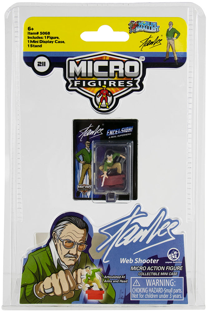 World’s Smallest Micro Action Figures Stan Lee - Bundle of 2 web shooter